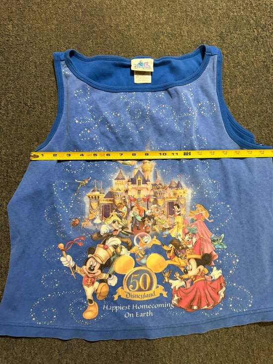 Disneyland Anniversary 50 HAPPIEST HOMECOMING ON EARTH Blue Tank Top Wm's L NWT - Picture 3 of 6
